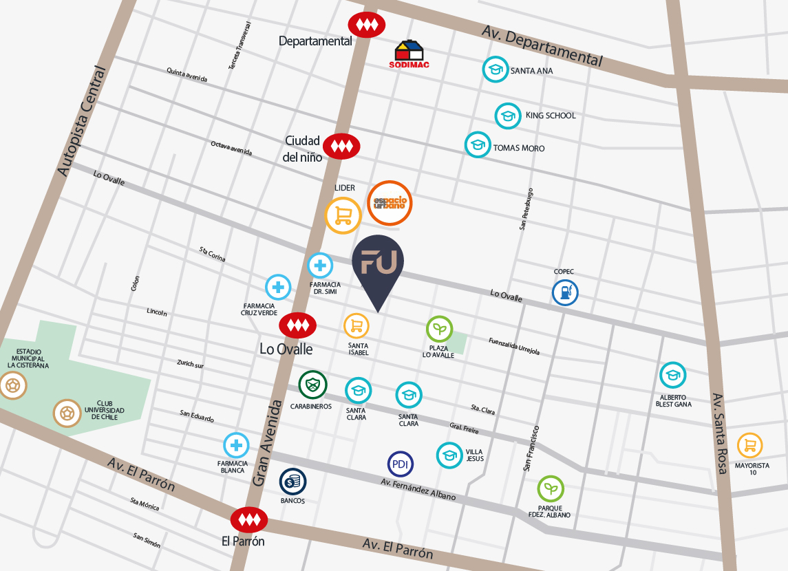 Ubicacion Edificio FU - Fuenzalida Urrejola 303, La Cisterna